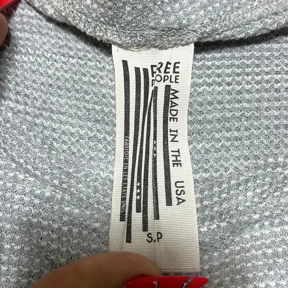 Free People Gray Storyteller Waffle Knit Open Back Boxy Boho Casual Bohemian - Picture 5 of 6